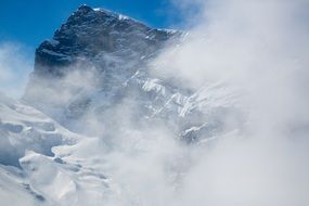 panorama of mount titlis in the clouds