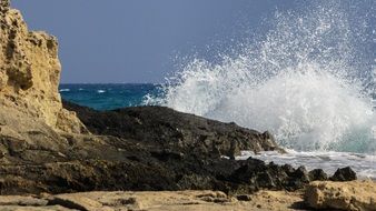 Rock Smashing Wave Sea coast view