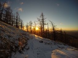 winter Mountain Climbing morning scene