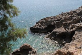 rocky coastline on a sunny day