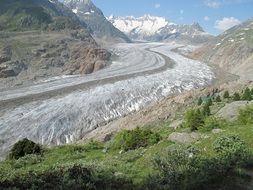 glacier gorge in Switzerland on a sunny day