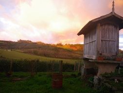wooden building on a rural field