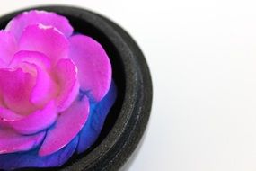 Pink Rose in black bowl, handmade soap