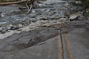 tracks ends in mug on River bank
