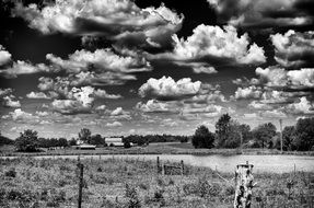 monochrome picture of rural area