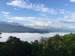 Mountains with mist morning landscape