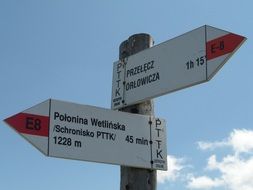 Signposts on a mountain