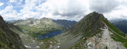 panorama of mountain lakes and Tatras in Eastern Europe