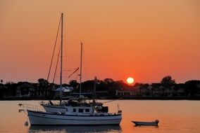 Moored boat on ocean