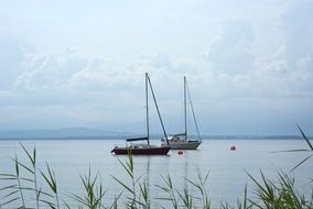 Landscape of boats on a chiemsee lake