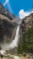 stone waterfall in a national park in california