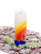 candle a d decorative flowers