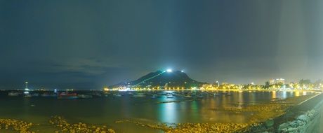 night panorama of Vung Tau city, view from the water