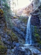 scenery Waterfall on Rock in Canyon