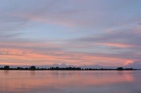 pink sunset reflected in the river