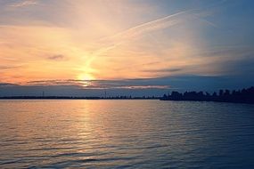 pink twilight over a quiet lake