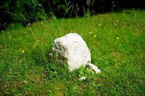 stone on the grass as a landmark