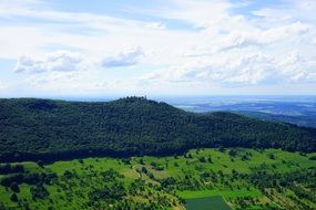 distant view of burg teck castle in swabian alba