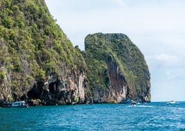 picturesque rocky coast of phi phi island