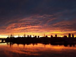bright orange twilight over water