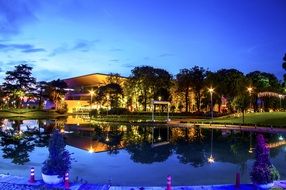 Landscape with the reflection at night