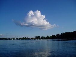 Landscape with the clouds and lake in summer