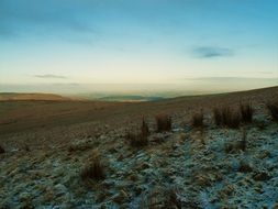 panorama of a desert steppe at sunrise