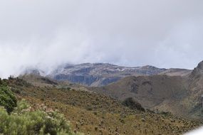 clouds in the mountains in Nevados National Natural Park