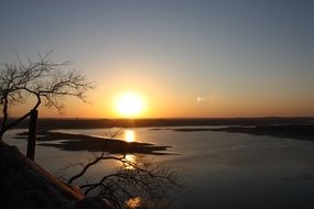 sunset over the lake in Texas