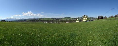 remote view of the village in the Polish Tatras