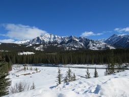 panoramic landscape of highlands on a sunny winter day