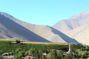 panorama of a village at the foot of the mountains in the province of elqui