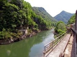 railway along the river in Slovenia