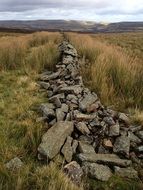 narrow path made of stones in the countryside in britain