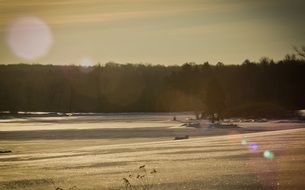 bright sunrise over winter landscape