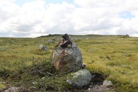 lost shoes on the stone in Norway