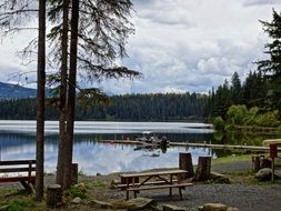 quiet place with benches near the lake