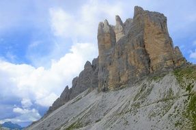 Panorama of the Tre Cime Di Lavaredo massif in Italy