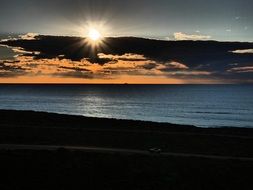 sunset over the sea horizon