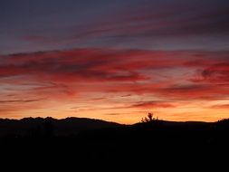 evening sky in red glow