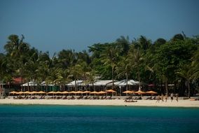 distant view of a tropical beach by the ocean
