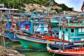 colored boats in the harbor