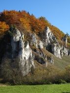 autumn trees on the rocks in a national park in poland