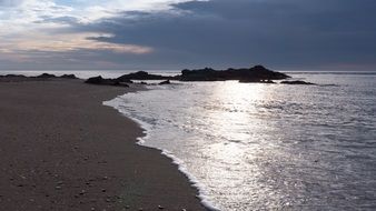 panoramic view of the evening beach