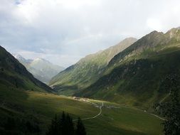 green valley among the mountains in Tyrol