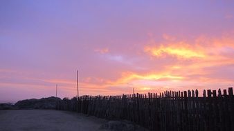 purple sunset over the beach in Chile