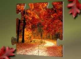 colorful autumn on a puzzle