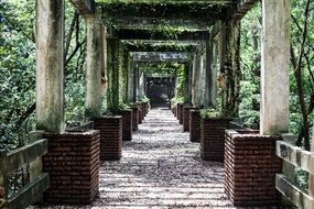 play of light and shadow in the open corridor