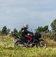 motorcycle racer in the field
