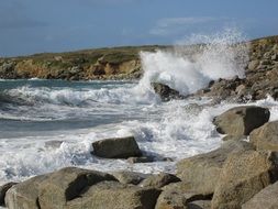 ocean surf on cliffs in Brittany